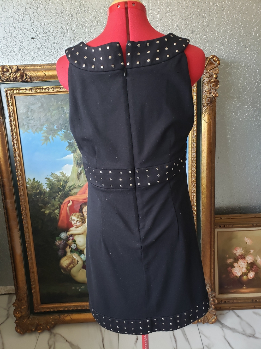 MICHAEL Michael Kors Black Sleeveless Mini Dress with Silver Stud Detail - Picture 5 of 5